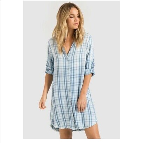 cloth & stone Dresses & Skirts - ⬇️Cloth & Stone | NWT Plaid Frayed Hem Shirt Dress